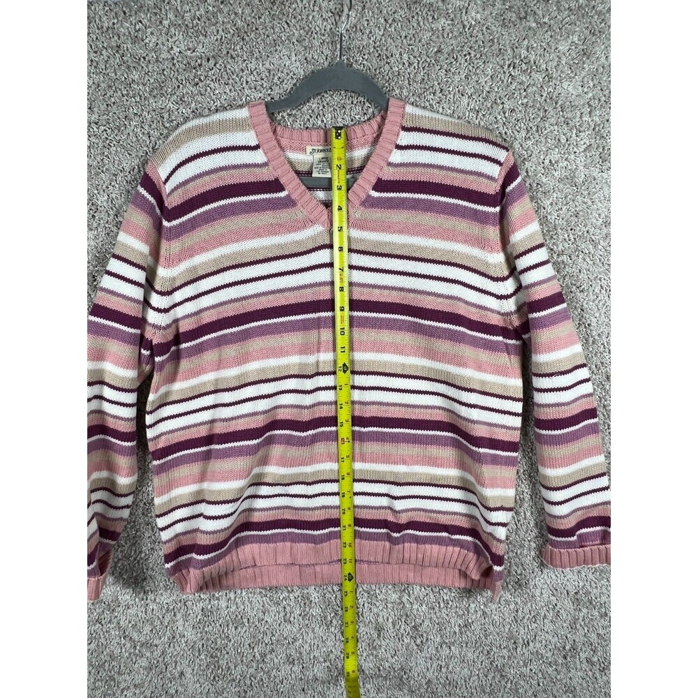 Vintage St. John’s Bay Sweater • Retro Pink Stripes • Super Soft & Comfy SIZE L - Picture 4 of 7